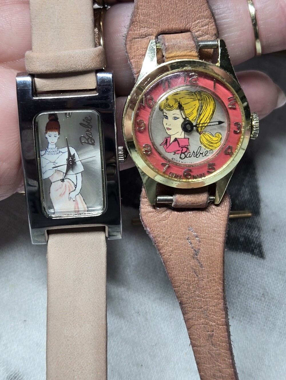 Vintage Barbie Wristwatch Duo - Pink & Gold